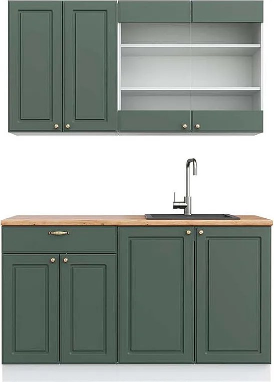 Pojedyncza kuchnia zielono-złoty dom wiejski/biały 140x60x81.6 fame-line