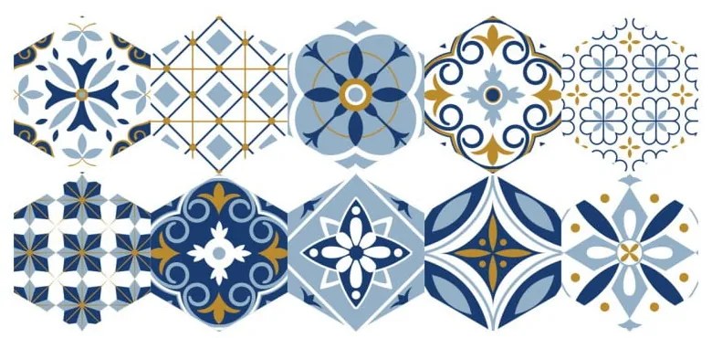 Zestaw 10 naklejek podłogowych Ambiance Hexagons Jelilna, 20x18 cm
