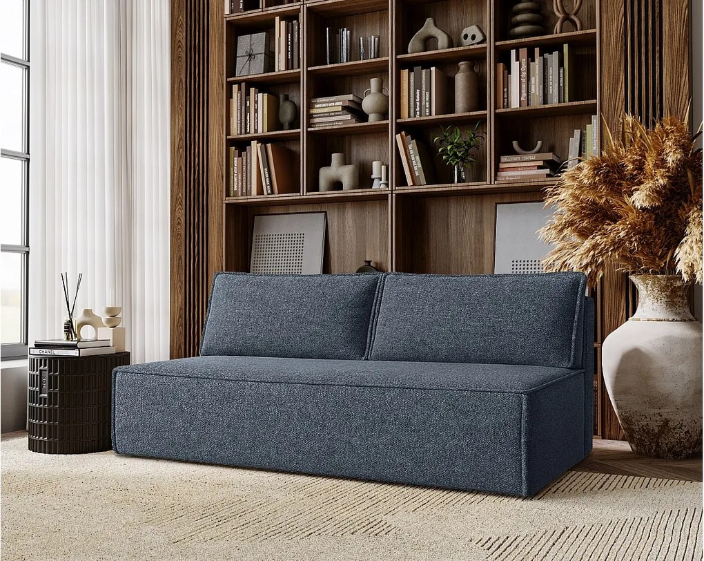 Sofa z funkcją spania i pojemnikiem DUO, tkanina Verita, Granatowy