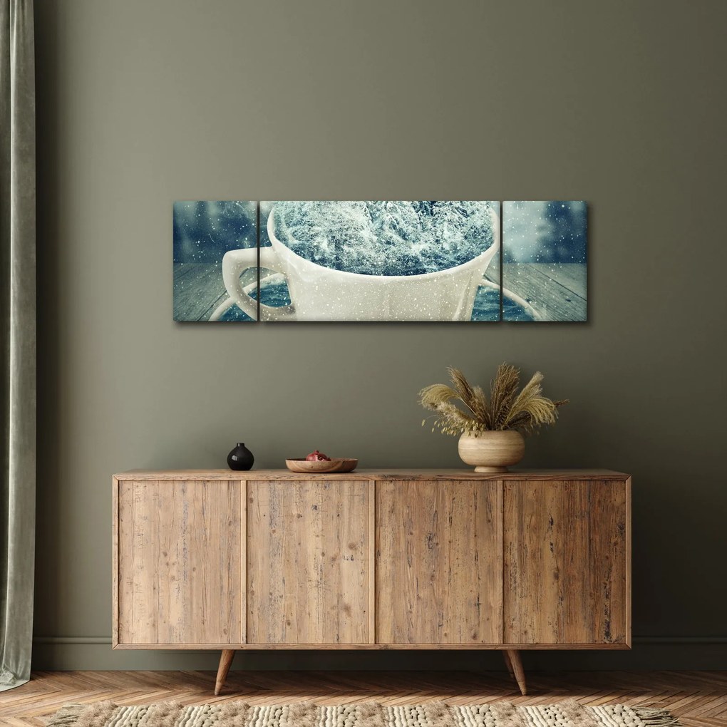 Obraz - Zimowy świat w kubeczku (170x50 cm)