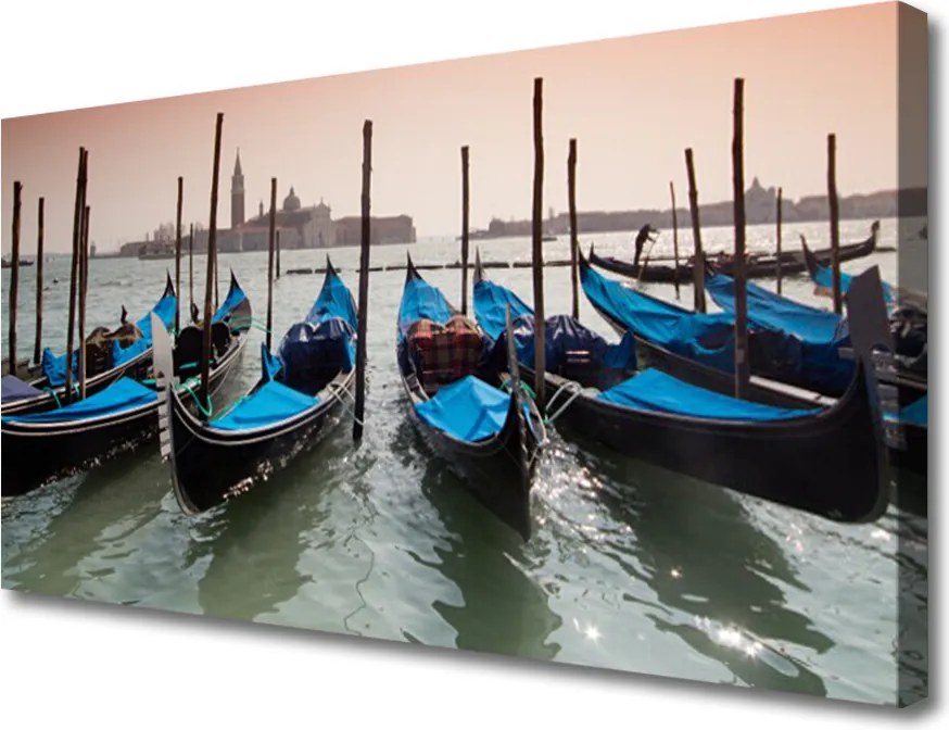 Zdjęcie na płótnie Przystań Łodzi nad Kanałem