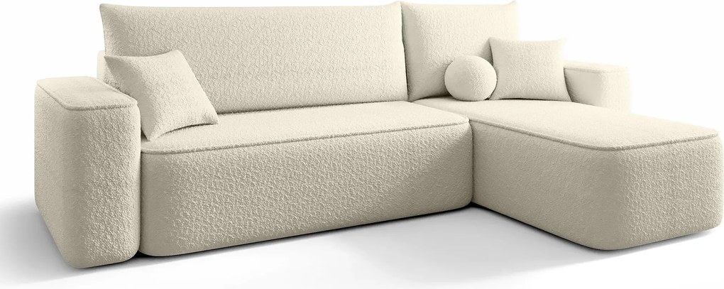 Beżowy narożnik boucle z funkcją spania B3-R75