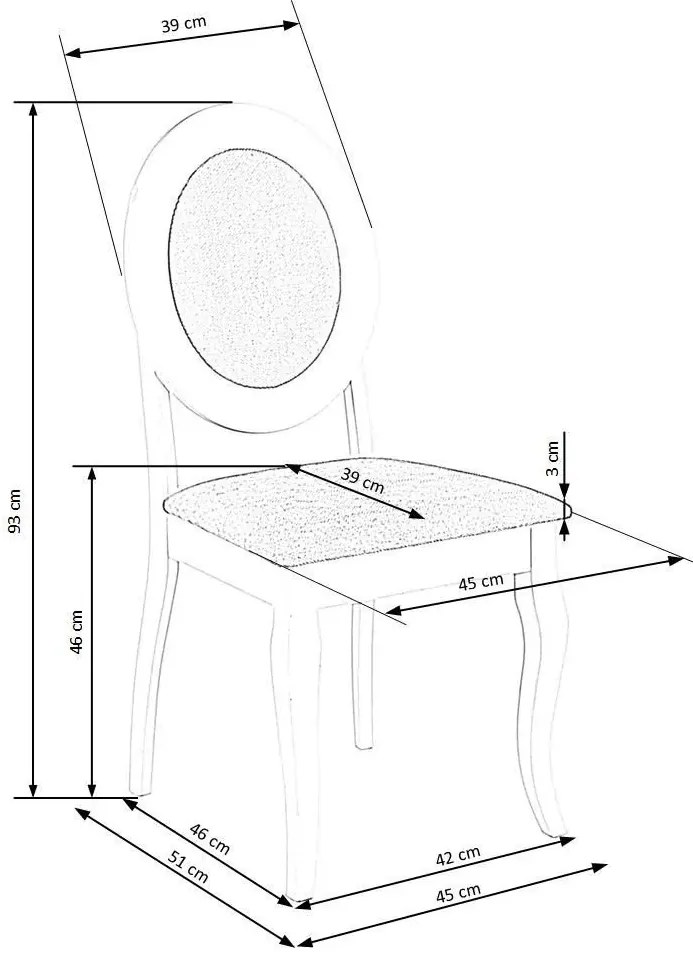 Białe stylowe krzesło drewniane medalion S3-P73