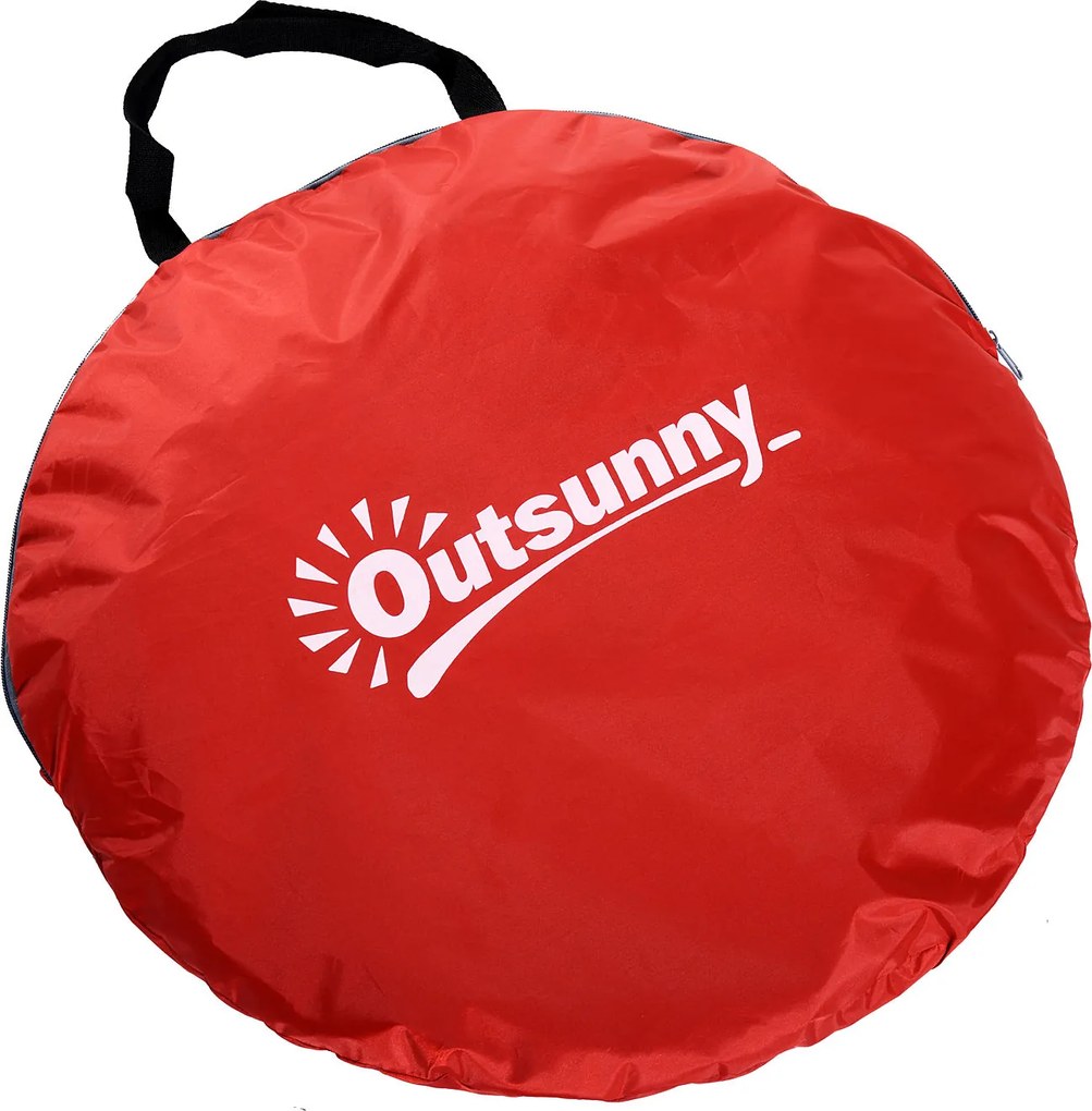 Outsunny Namiot Plażowy Pop Up Automatyczny Samorozkładający Poliester Czerwony 200x150x119cm | Aosom PL