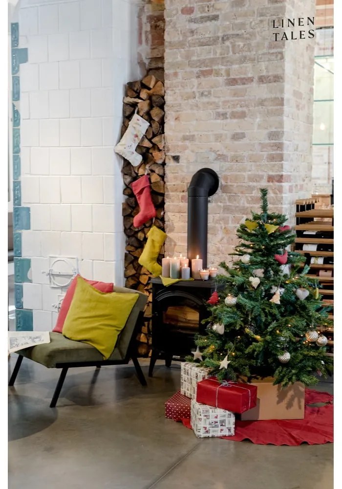 Tekstylna pończocha świąteczna Christmas Print Natural – Linen Tales