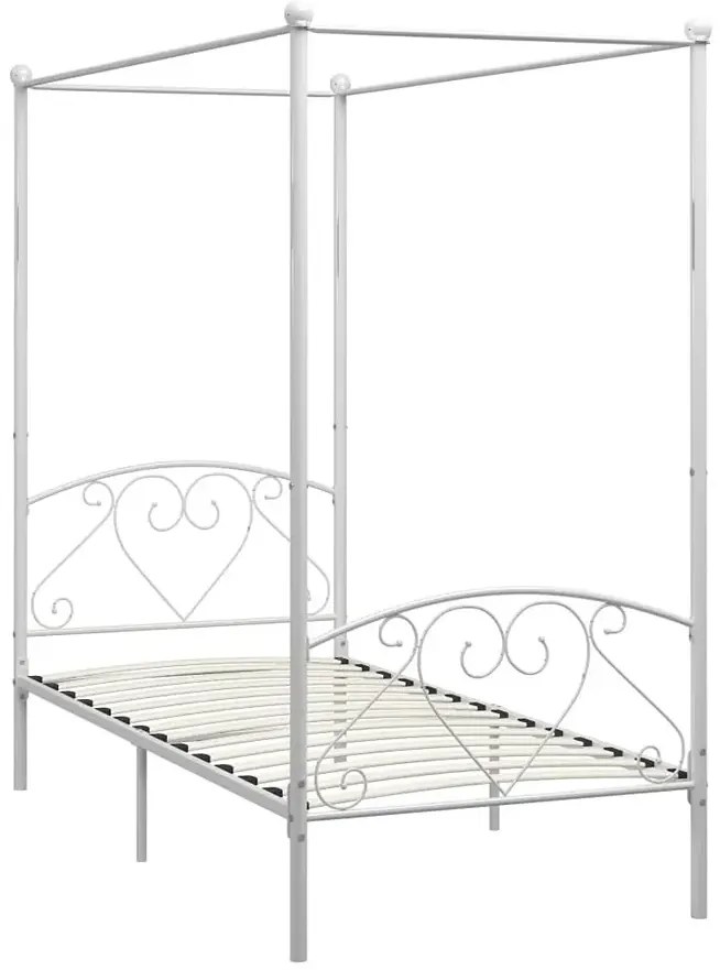 Białe metalowe łóżko z baldachimem 90x200 cm - Nila