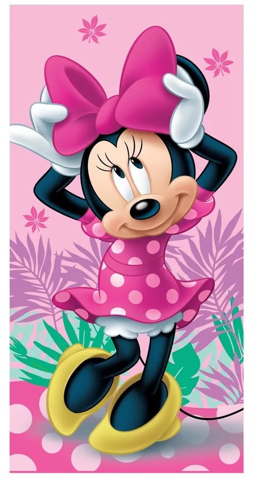 Różowy bawełniany ręcznik dziecięcy 70x140 cm Minnie "Pink" – Jerry Fabrics
