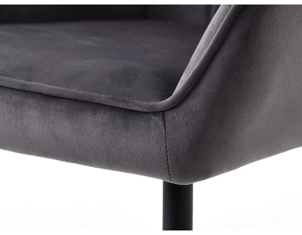 Szare aksamitne krzesła z podłokietnikami zestaw 2 szt. Nolan Square – Unique Furniture
