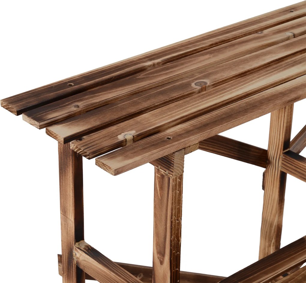 Outsunny regał na rośliny półka na kwiaty regał na kwiaty półka na rośliny stojak na kwiaty 3 stopnie drewno jodłowe kolor ciemnobrązowy 120 x 80 x 80 cm