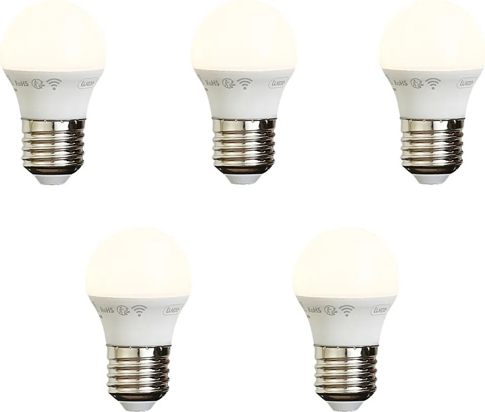Zestaw 5 inteligentnych żarówek LED E27 z możliwością ściemniania P45 Opal 4,9 W 470 lm 2200–4000 K