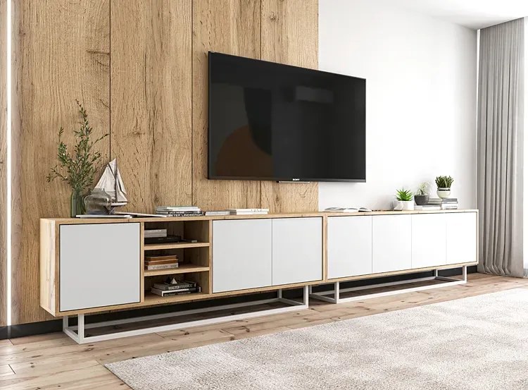 Zestaw stojących szafek rtv dąb wotan + biały B9-T60