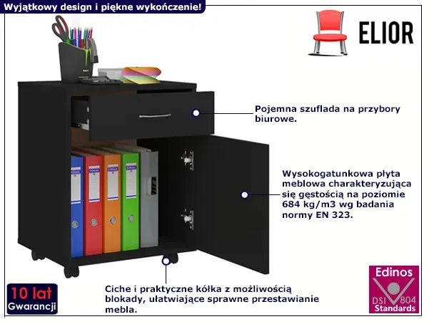Kontenerek Pod Czarny Biurko Z Szufladą W7-D36