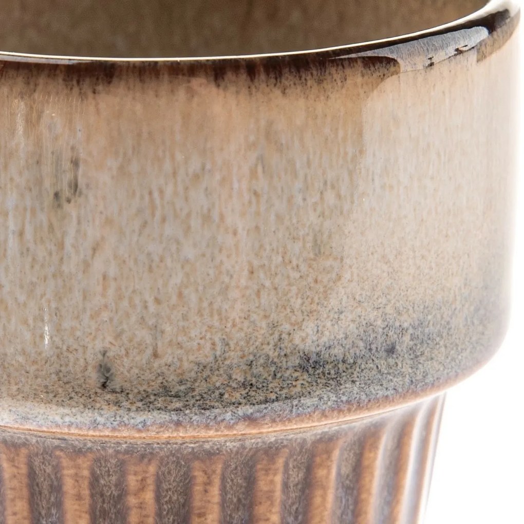 Zestaw 4 ceramicznych kubków Rustik 100 ml, jasnobrązowe