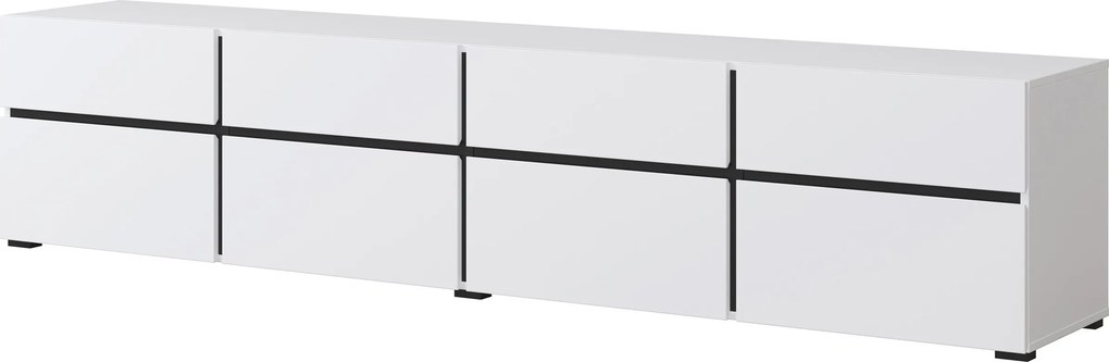 Szafka RTV stojąca INCROCIO 225 cm do Salonu pod Telewizor 4 Szuflady - Biały