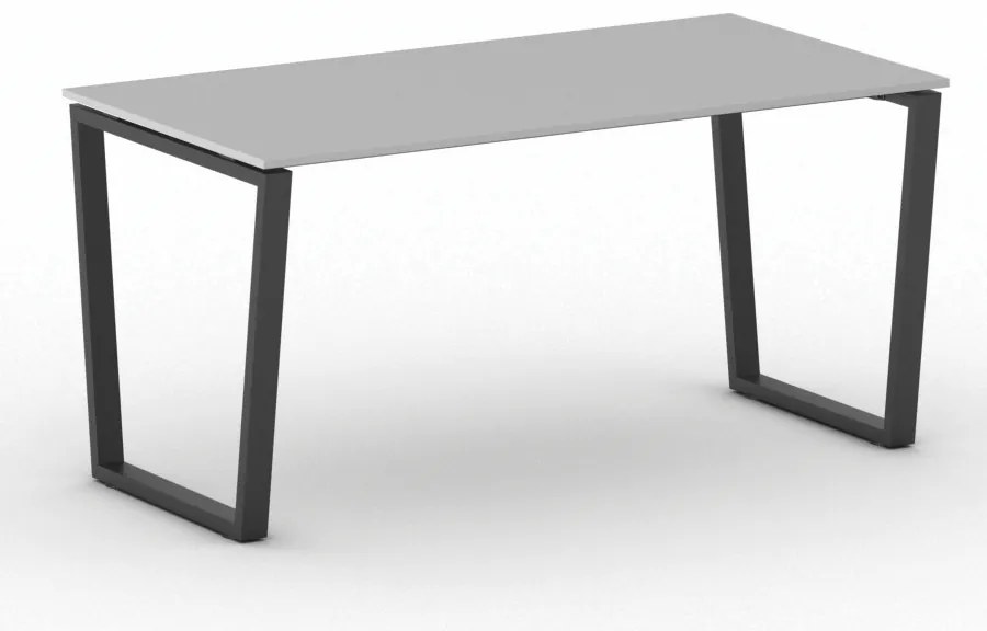 Biurko PRIMO IMPRESS, 160x80 cm, czarna podstawa, szary