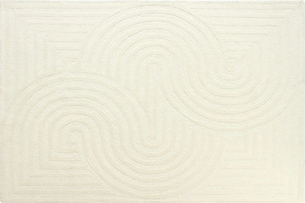 Dywan 100% wełna ręcznie tuftowany - 160 x 230 cm - Złamana biel - 2000 g/m² - LUZAN
