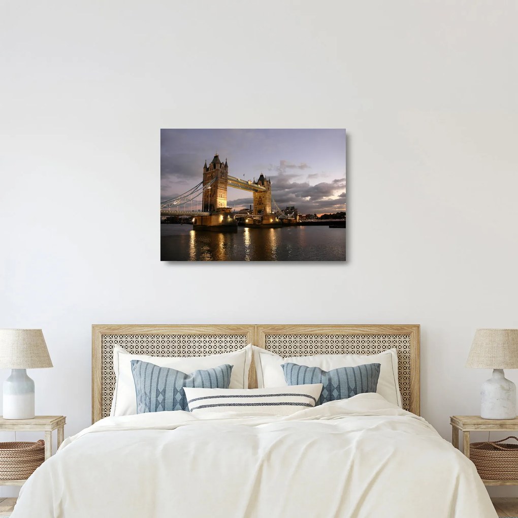 Obraz na szkle - Tower Bridge nocą (70x50 cm)