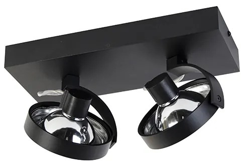 Designerski reflektor czarny regulowany 2-światła - Go Nowoczesny Oswietlenie wewnetrzne