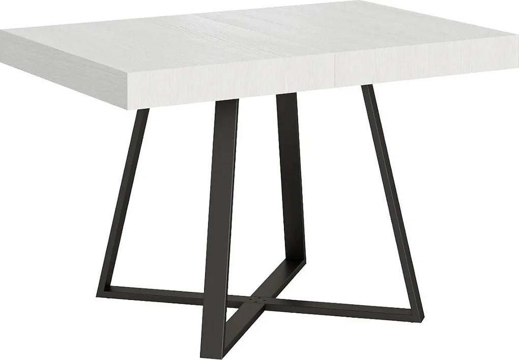 Stół rozkładany 120/204x80 cm Abbraccio frassino biała nogi antracytowe