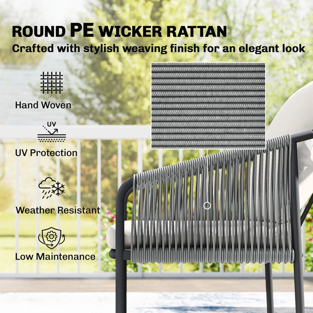 Outsunny Zestaw mebli ogrodowych 4-częściowy Polirattanowa sofa z dwuosobową sofą, 2 fotelami i stolikiem kawowym z poduszkami | Aosom PL