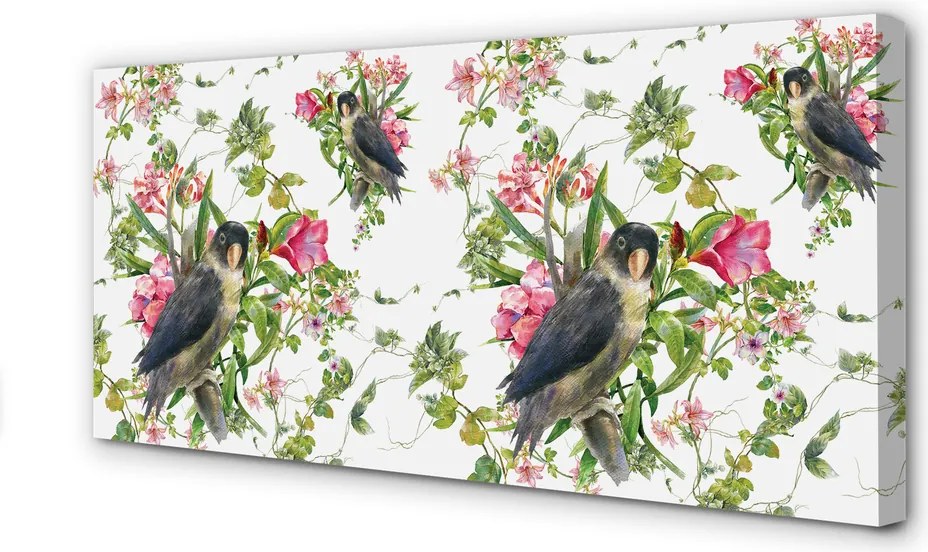 Obraz drukowany na płótnie Ptaki Siedzące na Gałęzi