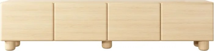 COMO stolik RTV 200 cm 4-drzwiowy jasne drewno – nowoczesna minimalistyczna szafka RTV MDF, push-to-open, drewniane nogi, zaokrą