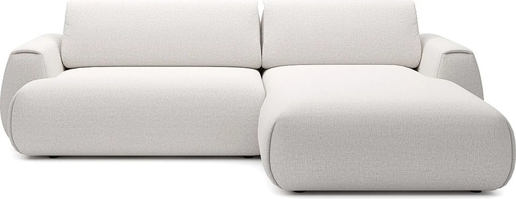 Kanapa narożna rozkładana z tkaniny szenilowej w kolorze białym ivory MONELIA