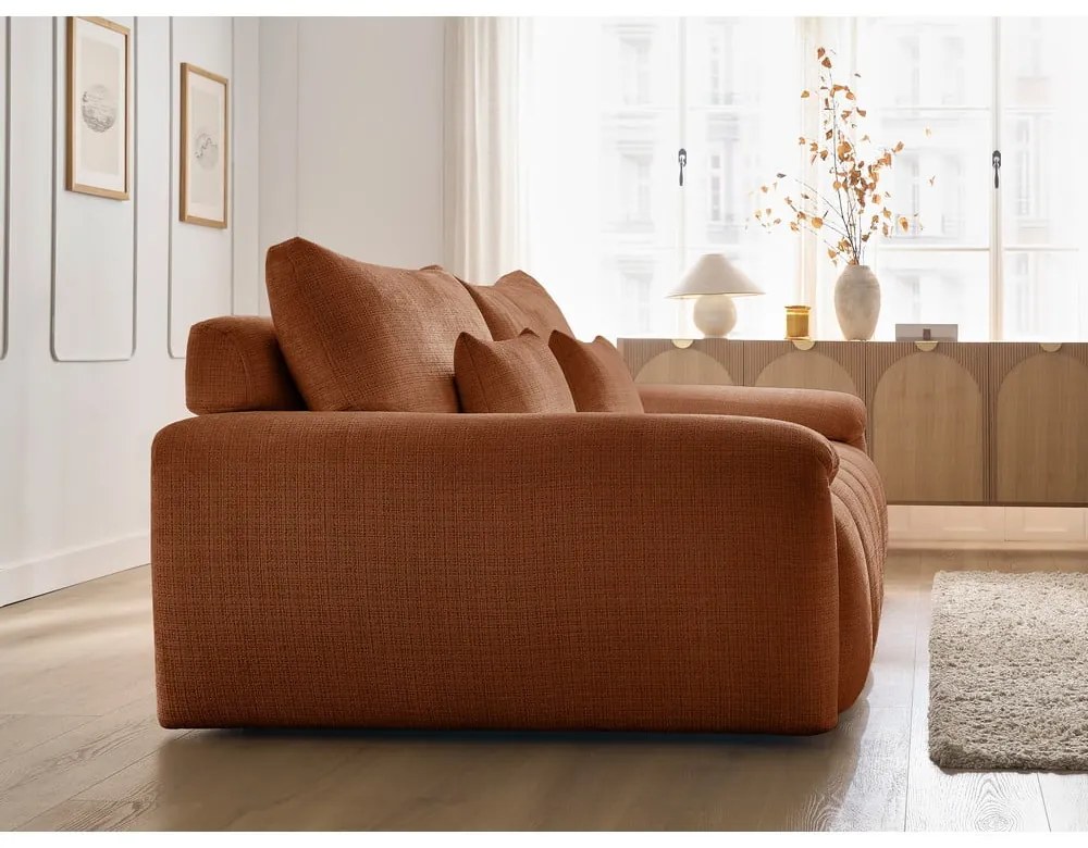 Ceglasta sofa z tkaniny szenilowej 264 cm Ivane – Bobochic Paris