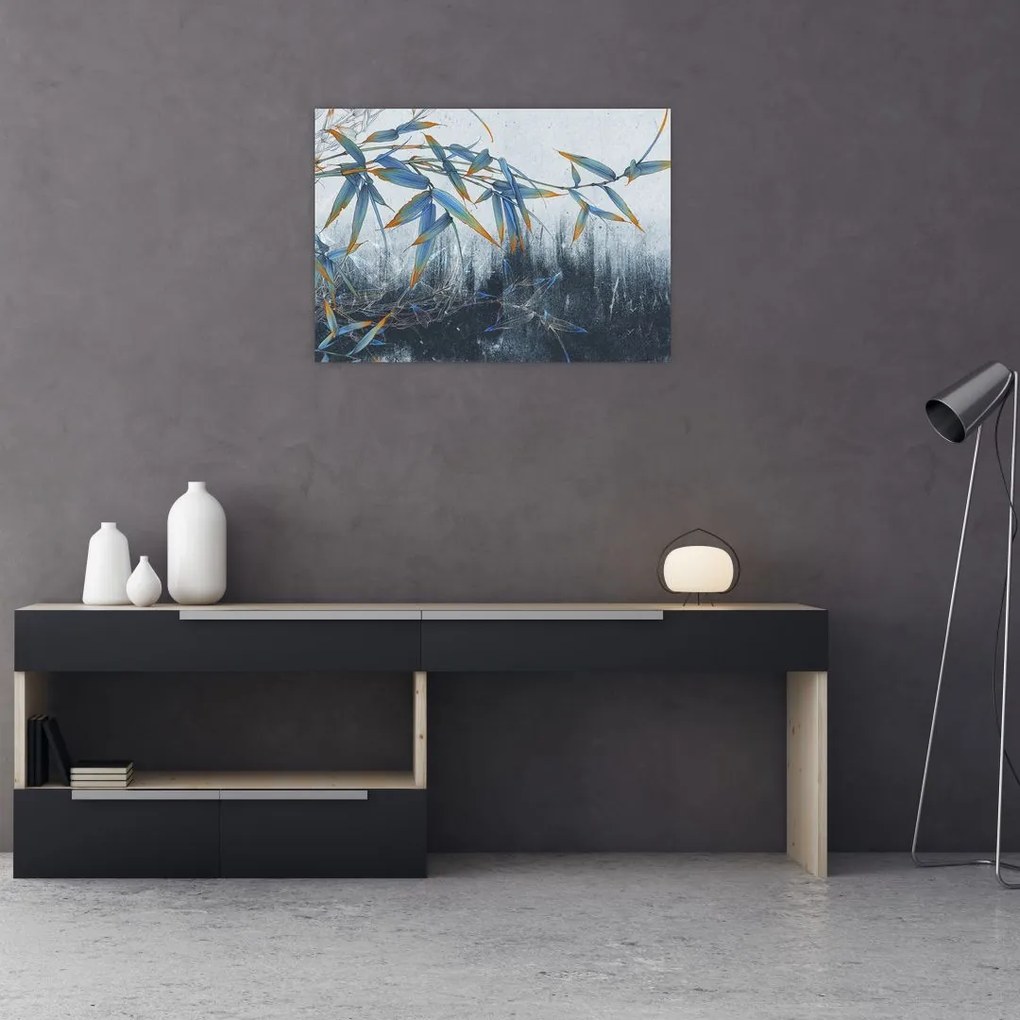 Obraz - Bambus na ścianie (70x50 cm)