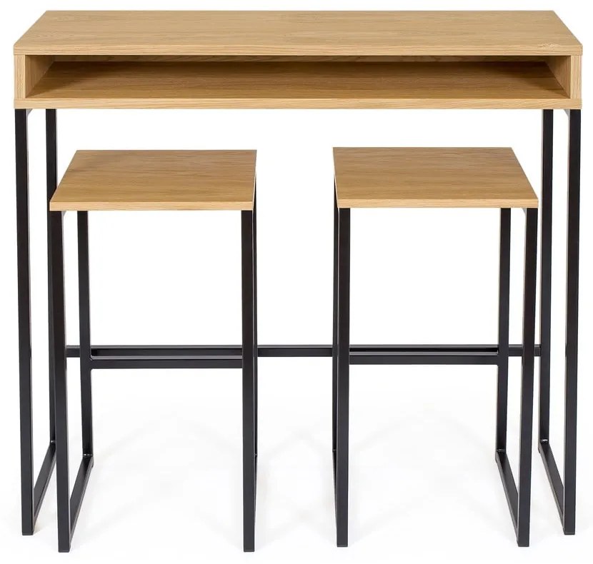 Czarny/w naturalnym kolorze stołek w dekorze dębu Frame – Woodman