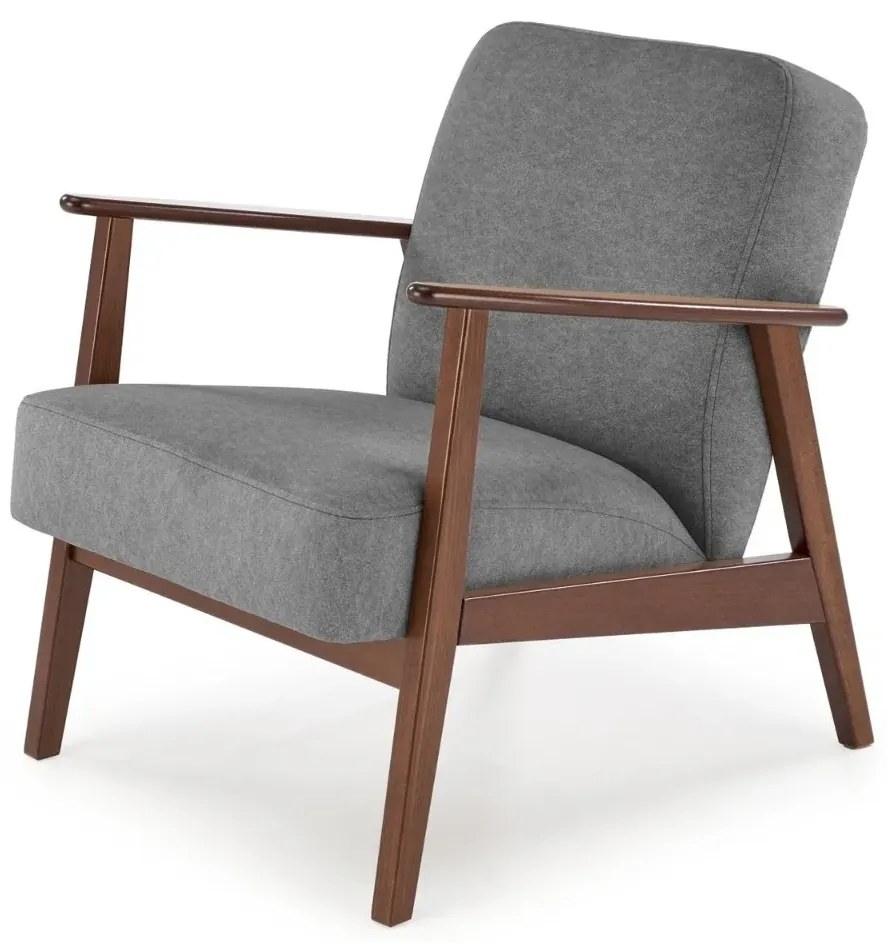 Fotel tapicerowany MILANO 1S szary/orzech HALMAR