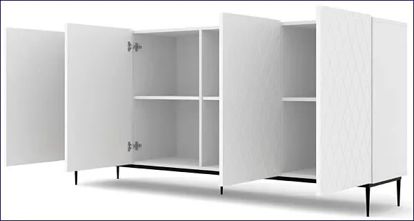 Komoda biały mat + czarna rama F3-G57