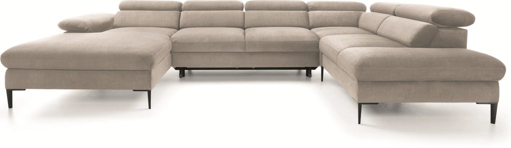 Masseno Narożnik MESTO z funkcją spania i pojemnikiem na pościel Narozniki U, Rozkładana sofa - Beżowy, VOGUE 02