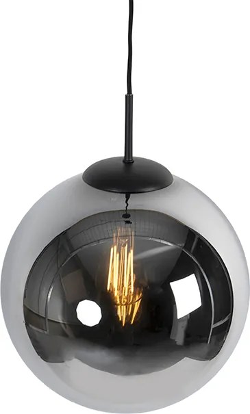 Lampa wisząca w stylu art deco czarna z przydymionym szkłem 30 cm - Pallon