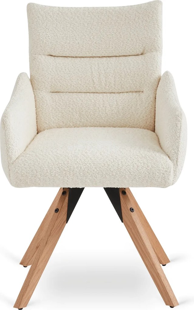 Krzesło Tapicerowane Obrotowe WILLA Kremowe Nowoczesne Boucle