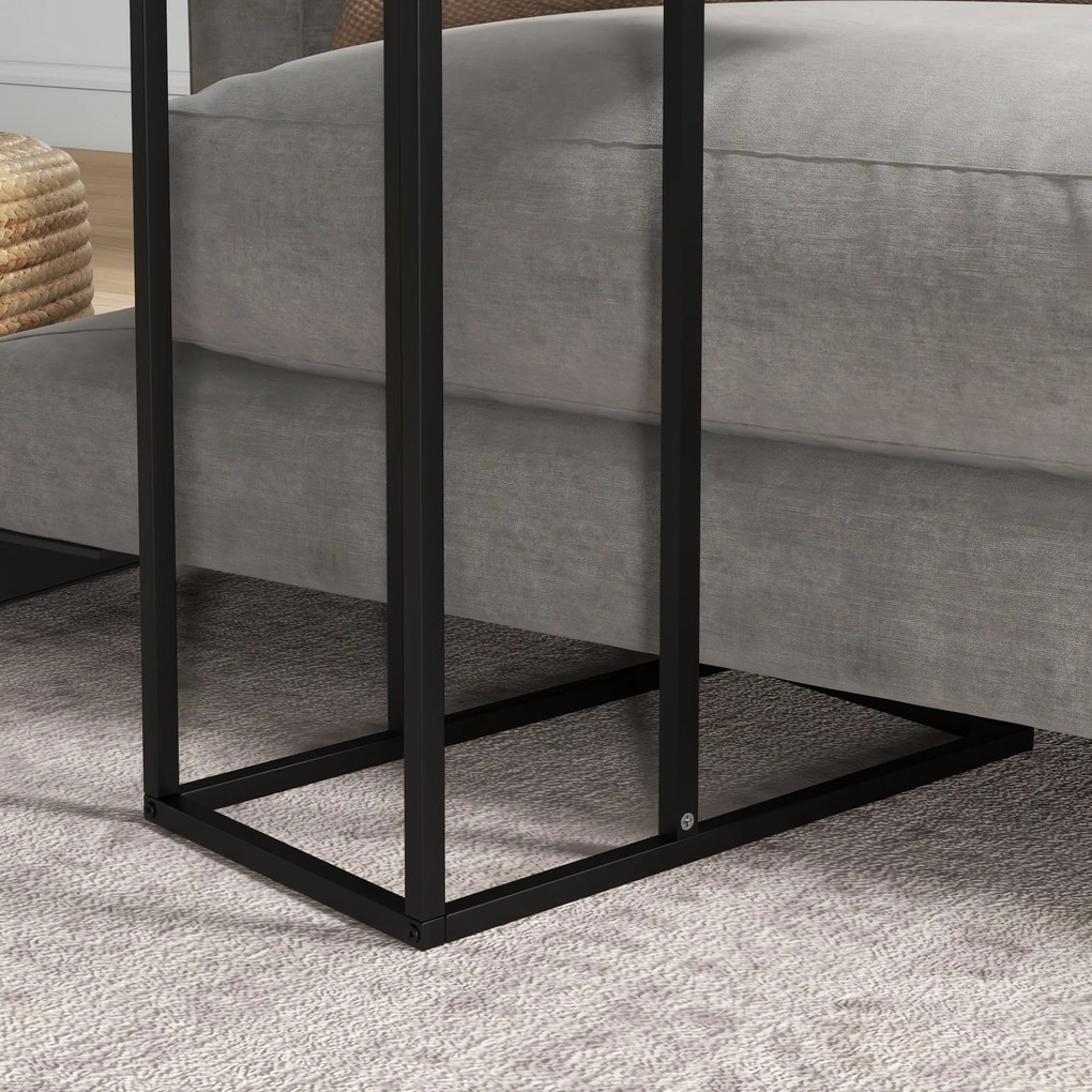 HOMCOM Stolik Boczny Czarny z Antypoślizgowymi Stopkami Praktyczny Design 46x26x60cm | Aosom PL