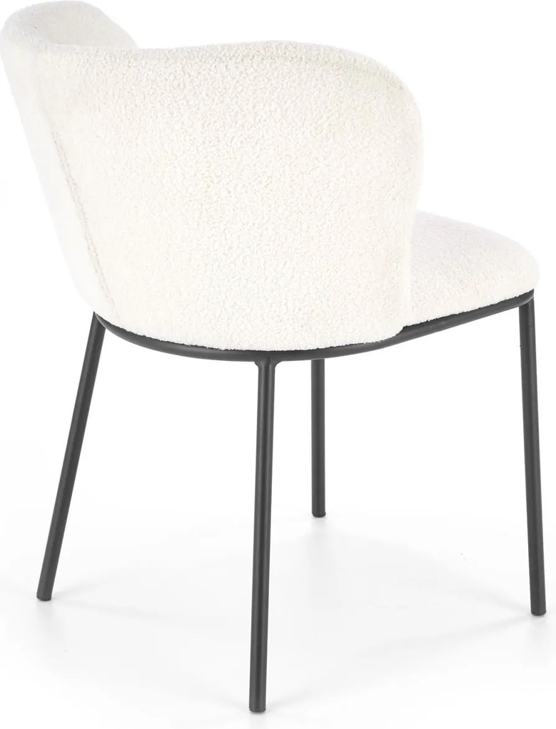 Kremowe krzesło do jadalni K518 z tkaniny bouclé