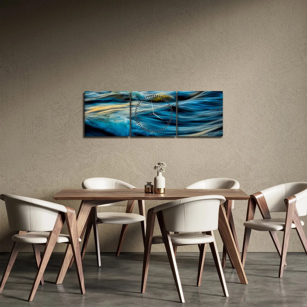Obraz - Fale (z zegarem) (90x30 cm)