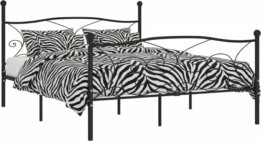 Czarne metalowe łóżko małżeńskie 180x200 cm W5-Z46