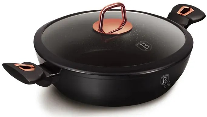 Czarny aluminiowy garnek ze szklaną pokrywą P5-E22