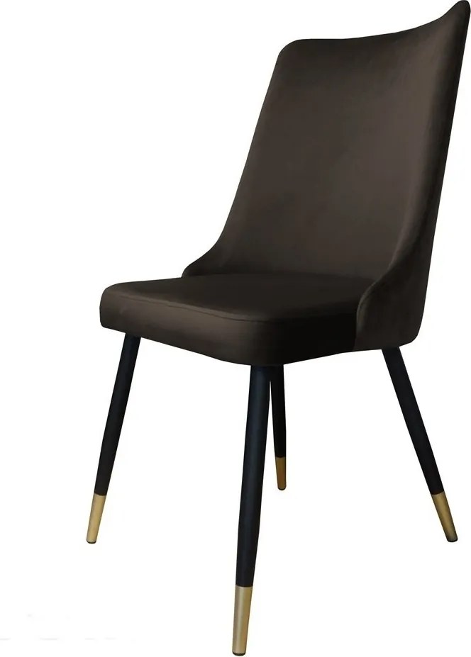 Krzesło Victor tkanina Welur noga metalowa krzesło tapicerowane premium : Kolor nogi - Czano-złota stożek, Kolor tkaniny - VELVET - MG05, Typ siedziska - Siedzisko obrotowe 360°