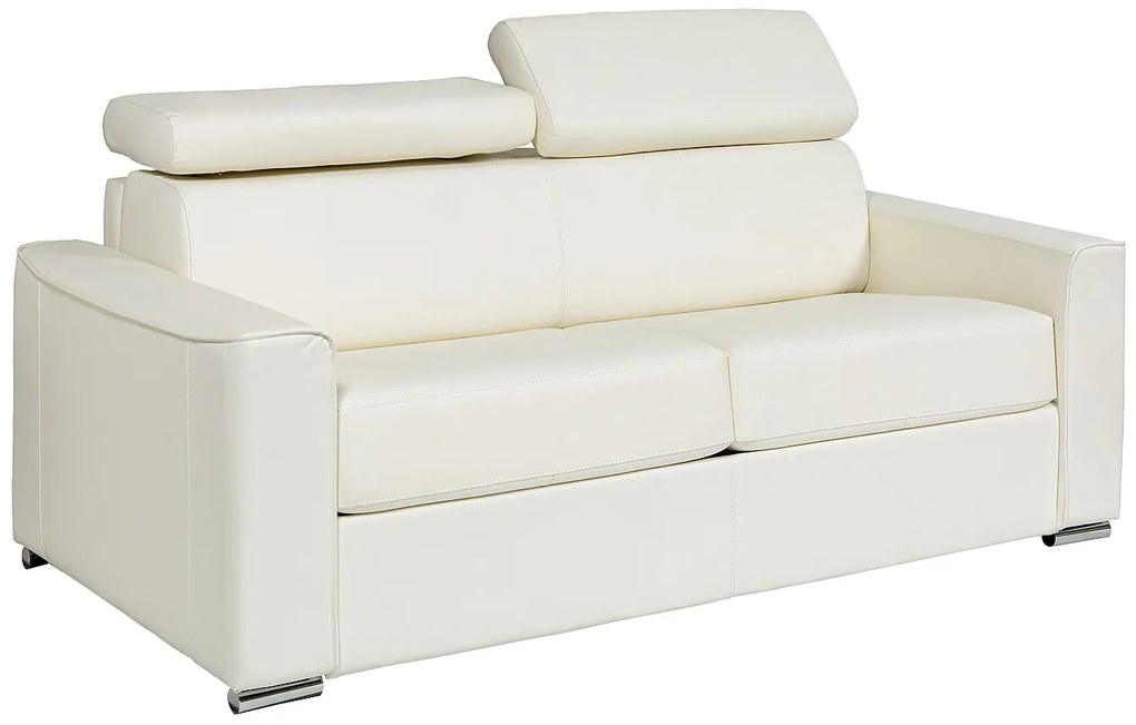 Kanapa 3-osobowa rozkładana typu express z białej skóry bawolej - pow. spania 140 cm - Materac 18 cm - VIZIR