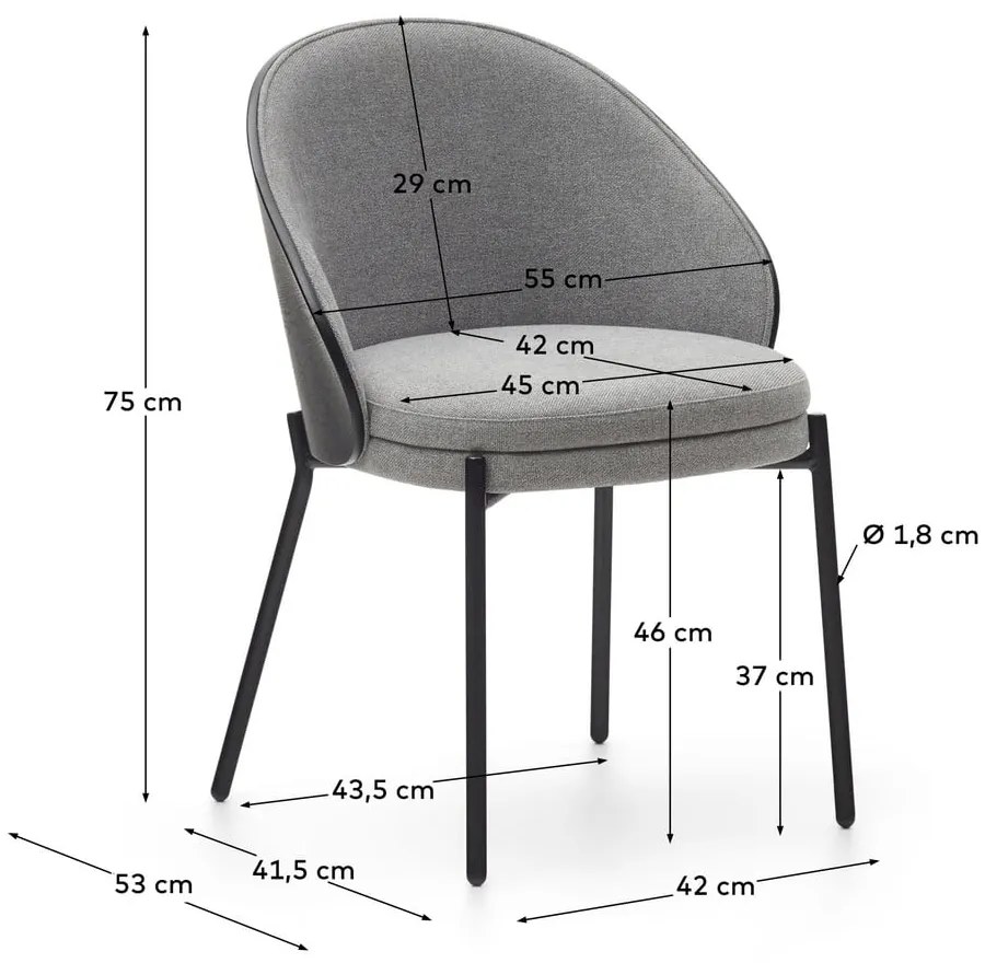 Czarno-szare krzesła zestaw 2 szt. Eamy – Kave Home