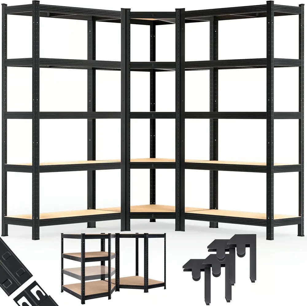 Regał o dużej nośności HEAVY, maks. 875kg, 90x40x180cm, czarny Jurhan