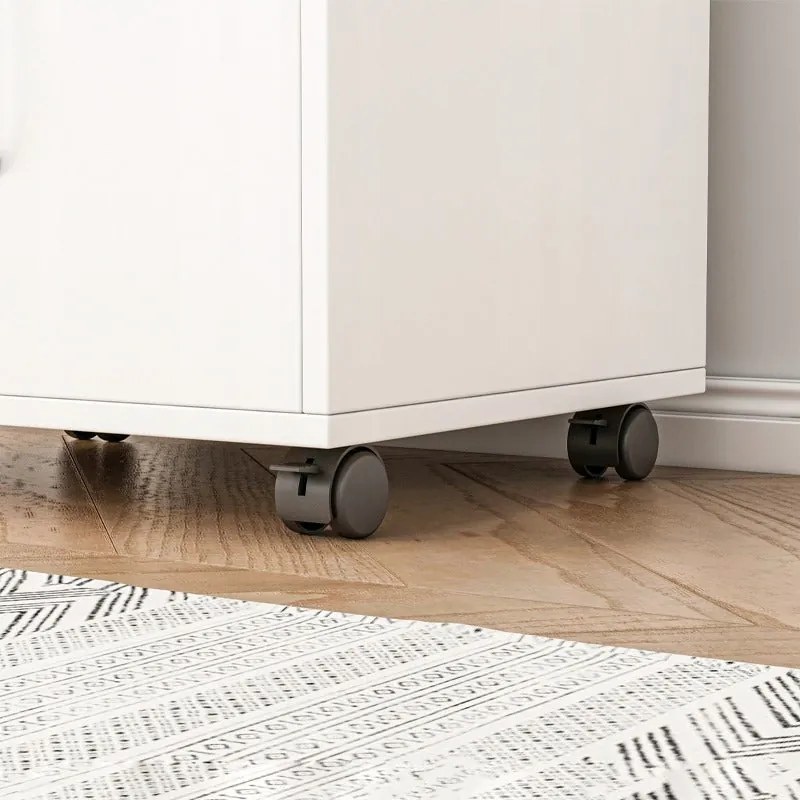 Biała szafka biurowa z półkami i szufladą – 50 x 40 x 75 cm – miejsce do przechowywania pod drukarką