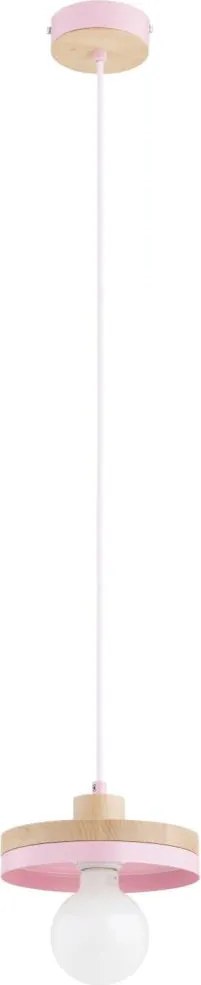 Lampa wisząca na przewodzie LARSO 1xE27/15W/230V różowa/beżowa