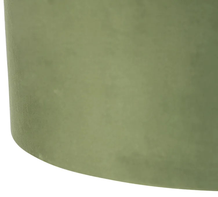 Lampa wisząca czarna z zielonymi i złotymi abażurami z weluru 35 cm 2-światłowa - BlitzWiejski/ Rustykalny / Vintage Oswietlenie wewnetrzne