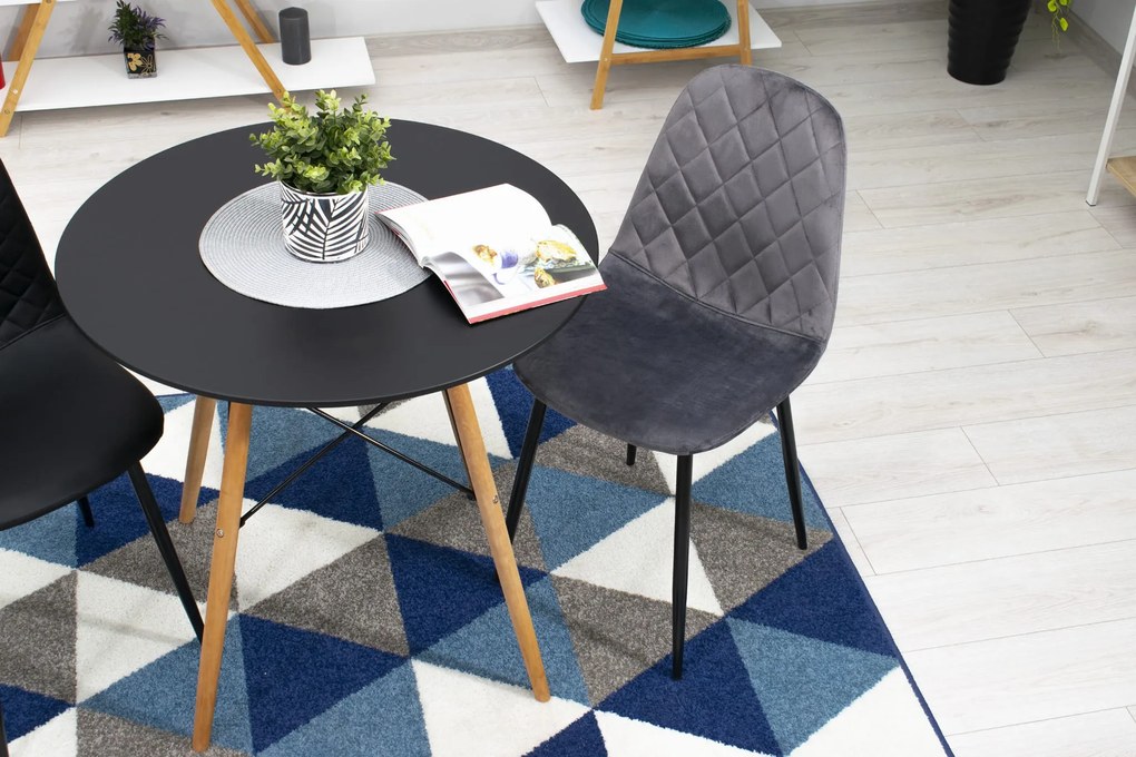 PROMOCJA Ciemnoszare aksamitowe krzesło ASTI z czarnymi nogami II. jakość