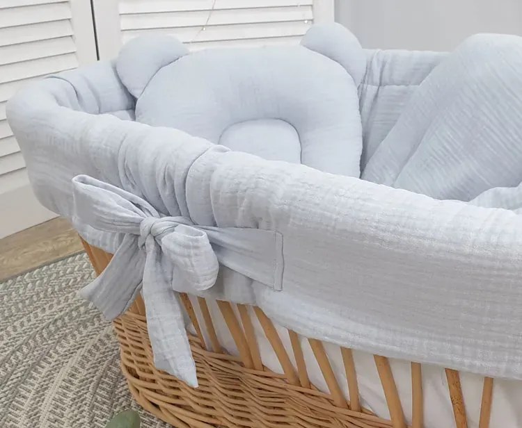 Szare łóżko dziecięce kosz mojżesza na rolkach Z0-N09