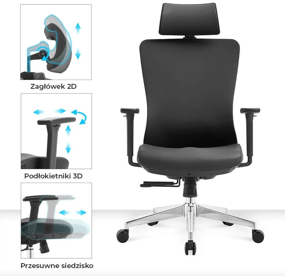 Ergonomiczny fotel biurowy Gelato z ekoskóry, zgodny z normą BHP